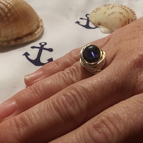 NWT Handmade Gold&Silver Glass Bead Ring - Picture 2 of 7